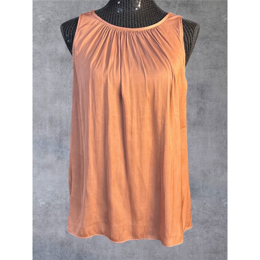 Current Air Top Womens M Rust Terracotta Cowl Back Pleated Sleeveless Tank EUC